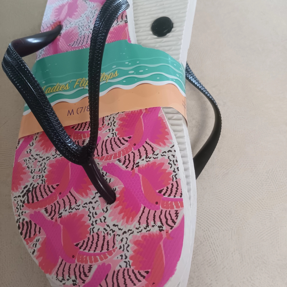 Vibrant Pink Bird Design Women's Sandals